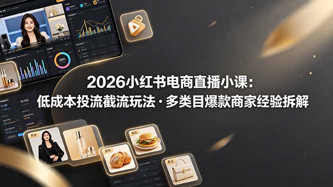 （19034期）2026小红书电商直播小课，低成本投流截流玩法，多类目爆款商家经验完整拆解教学_生财有道创业项目网-生财有道