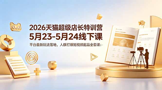 （18741期）2026天猫超级店长特训营5月23-5月24线下课，平台最新玩法落地，人群打爆短视频起品全套课件_生财有道创业项目网-生财有道