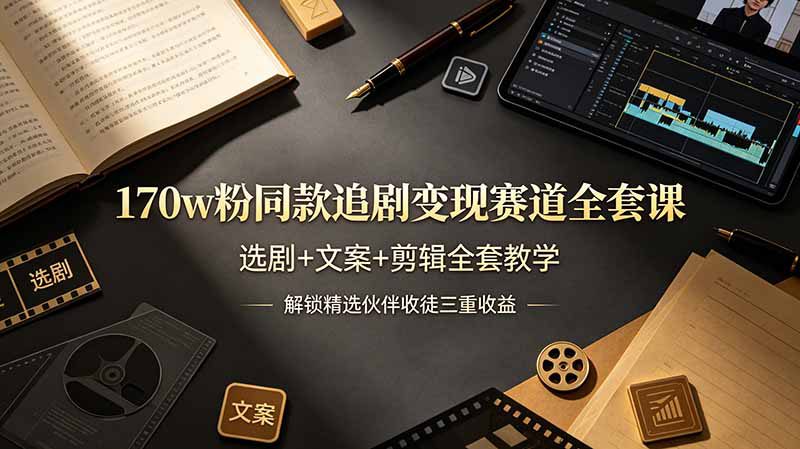 （19123期）170w粉博主同款追剧变现赛道全套课，选剧+文案+剪辑全套教学，解锁精选伙伴收徒三重收益_生财有道创业项目网-生财有道