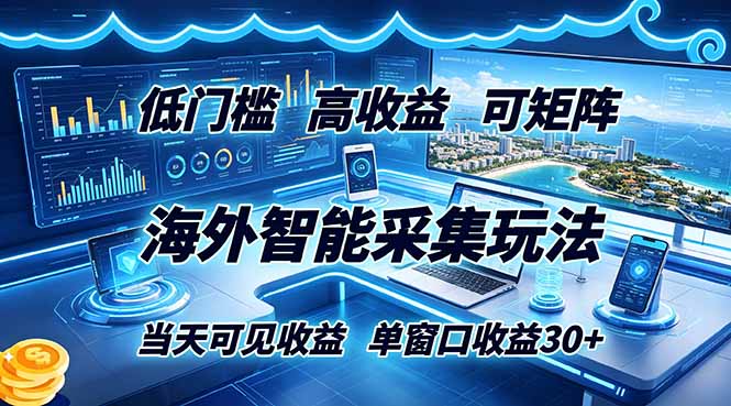 （18955期）海外智能采集玩法，低门槛高单价可矩阵，当天可见收益，单窗口30+_生财有道创业项目网-生财有道