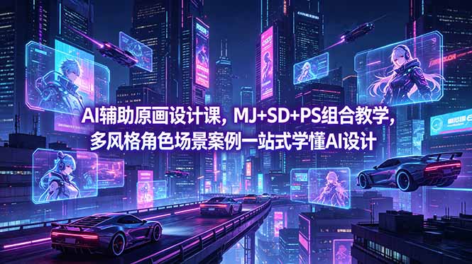 （18731期）AI辅助原画设计课，MJ+SD+PS组合教学，多风格角色场景案例一站式学懂AI设计_生财有道创业项目网-生财有道