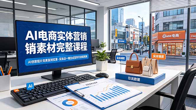 （19076期）AI电商实体营销素材完整课程，AI创意短片完美复刻实景，实体店一键生成宣传引流短视频_生财有道创业项目网-生财有道
