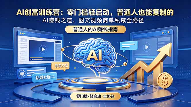 （18911期）AI创富训练营：零门槛轻启动，普通人也能复制的AI赚钱之道，图文视频商单私域全路径_生财有道创业项目网-生财有道