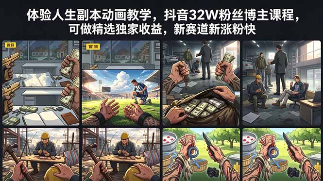 （18826期）体验人生副本动画教学， 抖音32W粉丝博主课程，可做精选独家收益，新赛道新涨粉快_生财有道创业项目网-生财有道