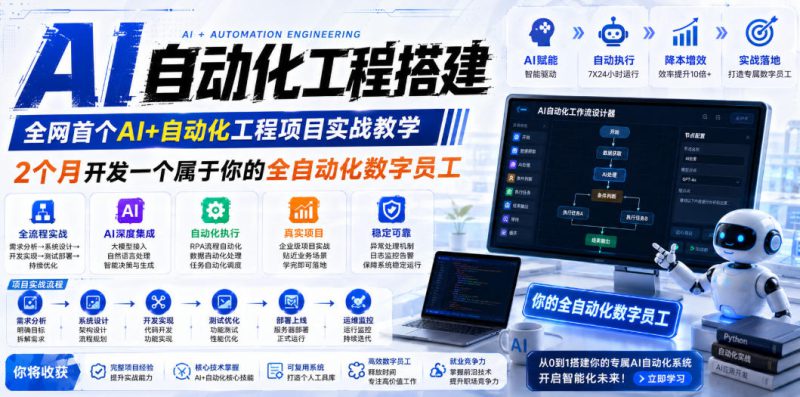 （19090期）AI自动化工程全栈实战：2个月开发全自动化数字员工，大模型+工作流+RPA+部署一站式掌握_生财有道创业项目网-生财有道