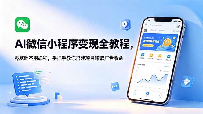 （18773期）AI微信小程序变现全教程，零基础不用编程，手把手教你搭建项目赚取广告收益_生财有道创业项目网-生财有道