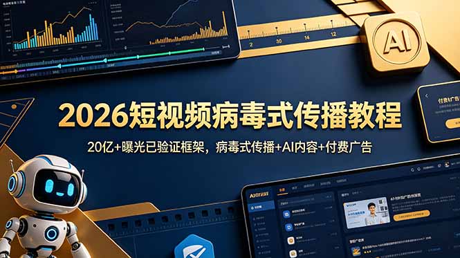 （18986期）2026短视频病毒式传播教程：20亿+曝光已验证框架，病毒式传播+AI内容+付费广告_生财有道创业项目网-生财有道