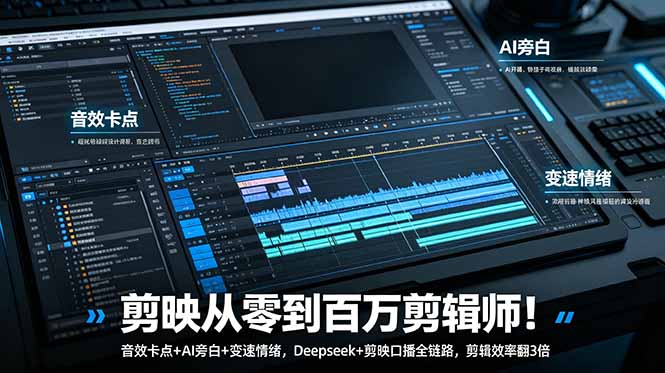 （18867期）剪映从零到百万剪辑师！音效卡点+AI旁白+变速情绪，Deepseek+剪映口播全链路，剪辑效率翻3倍_生财有道创业项目网-生财有道