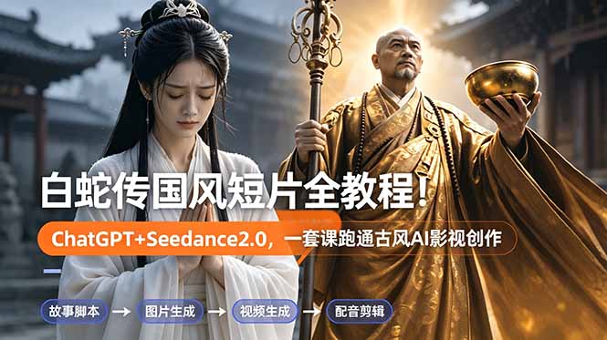 （18737期）白蛇传-国风短片全教程！ChatGPT+Seedance2.0，一套课跑通古风AI影视创作_生财有道创业项目网-生财有道