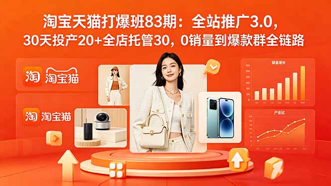 （18920期）2026淘宝天猫打爆班83期：全站推广3.0，30天投产20+全店托管30，0销量到爆款群全链路_生财有道创业项目网-生财有道