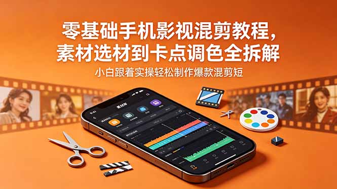 （18750期）零基础手机影视混剪教程，素材选材到卡点调色全拆解，小白跟着实操轻松制作爆款混剪短片_生财有道创业项目网-生财有道