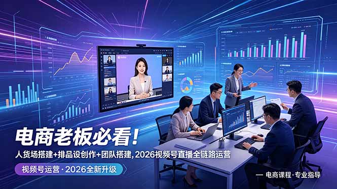 （18845期）电商老板必看！人货场搭建+排品设计+素材创作+团队搭建，2026视频号直播全链路运营_生财有道创业项目网-生财有道