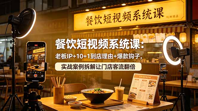 (18712期)餐饮短视频系统课:老板IP+10+1到店理由+爆款钩子,实战案例拆解让门店客流翻倍_生财有道创业项目网-生财有道