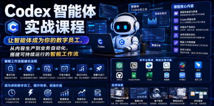 Codex智能体实战课程，让智能体成为你的数字员工，从内容生产到业务自动化，搭建可持续运行的智能工作流——生财有道创业项目网-生财有道