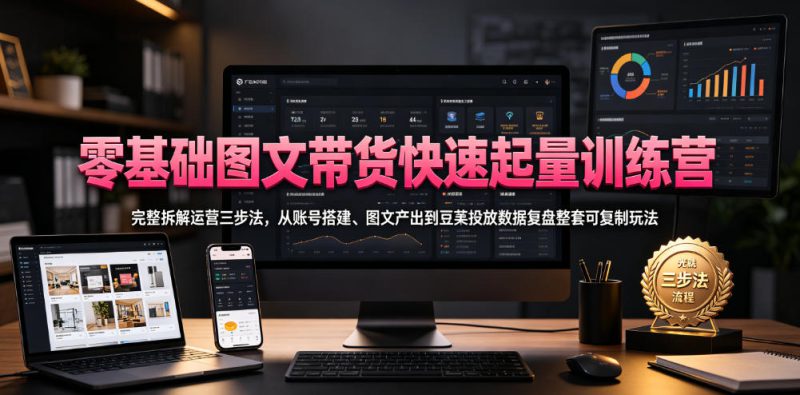 零基础图文带货快速起量训练营，完整拆解运营三步法，从账号搭建、图文产出到豆荚投放数据复盘整套可复制玩法——生财有道创业项目网-生财有道