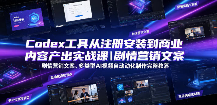 Codex工具从注册安装到商业内容产出实战课｜剧情营销文案、多类型AI视频自动化制作完整落地教程——生财有道创业项目网-生财有道