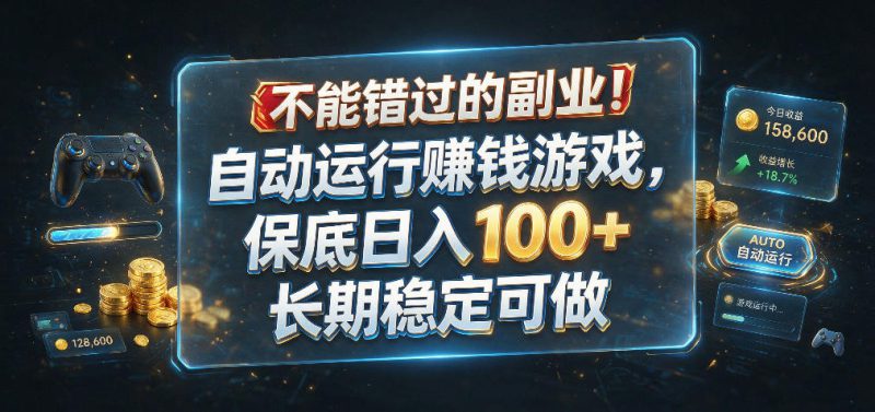 不能错过的副业!自动运行賺钱游戏,保底日入100+,长期稳定可做【揭秘】——生财有道创业项目网-生财有道