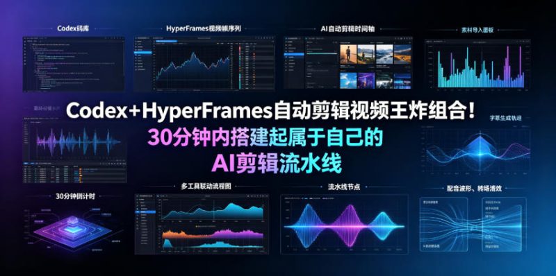Codex＋HyperFrames自动剪辑视频王炸组合！30分钟内搭建起属于自己的AI剪辑流水线（完整版实操教程手册）——生财有道创业项目网-生财有道