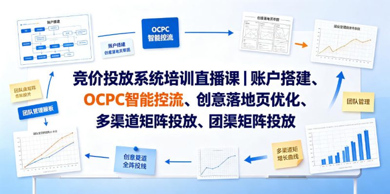 竞价投放系统培训直播课｜账户搭建、OCPC智能控流、创意落地页优化、多渠道矩阵投放、团队管理与副业变现全阶实战——生财有道创业项目网-生财有道