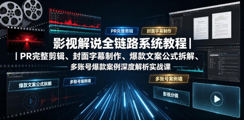 影视解说全链路系统教程｜PR完整剪辑、封面字幕制作、爆款文案公式拆解、多账号爆款案例深度解析实战课——生财有道创业项目网-生财有道