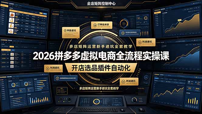 （19136期）2026拼多多虚拟电商全流程实操课，开店选品插件自动化，多店矩阵运营新手避坑全套教学_生财有道创业项目网-生财有道