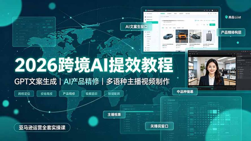 （19286期）2026跨境AI提效教程·GPT文案生成｜AI产品精修｜多语种主播视频制作，亚马逊运营全套实操课_生财有道创业项目网-生财有道