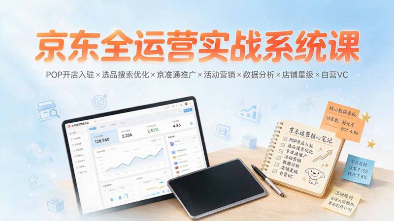 （19581期）京东全运营实战系统课：POP开店入驻×选品搜索优化×京准通推广×活动营销×数据分析×店铺星级×自营VC_生财有道创业项目网-生财有道
