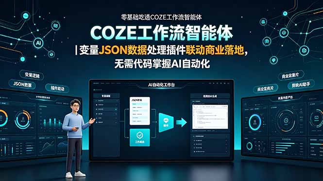 （19243期）零基础吃透COZE工作流智能体｜变量JSON数据处理插件联动商业落地，无需代码掌握AI自动化_生财有道创业项目网-生财有道