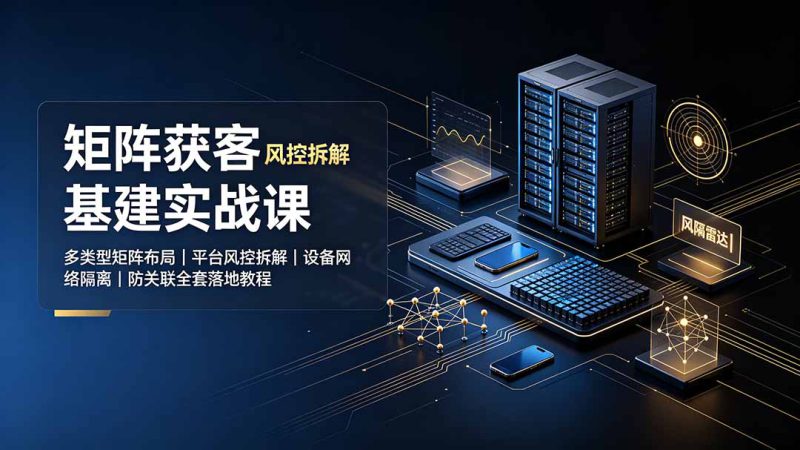 （19319期）矩阵获客基建实战课：多类型矩阵布局｜平台风控拆解｜设备网络隔离｜防关联全套落地教程_生财有道创业项目网-生财有道