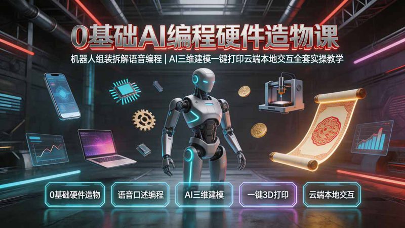 （19612期）0基础AI编程硬件造物课｜机器人组装拆解语音编程，AI三维建模一键打印云端本地交互全套实操教学_生财有道创业项目网-生财有道