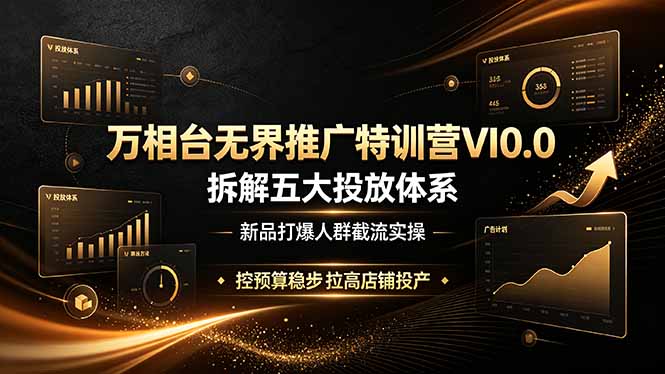 （19184期）万相台无界推广特训营VI0.0，拆解五大投放体系，新品打爆人群截流实操，控预算稳步拉高店铺投产_生财有道创业项目网-生财有道