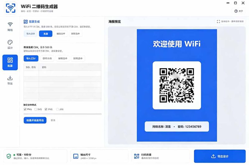 （19566期）完全离线使用！WiFi二维码生成器，一键扫码快速连接WiFi，支持自定义风格导出 WiFi二维码生成器_生财有道创业项目网-生财有道