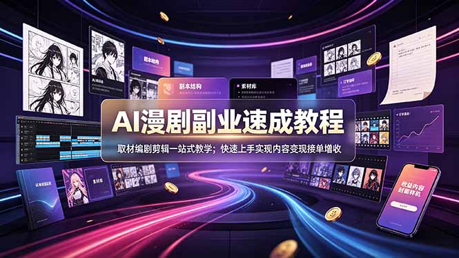 （19157期）AI漫剧副业速成教程，取材编剧剪辑一站式教学；快速上手实现内容变现接单增收_生财有道创业项目网-生财有道