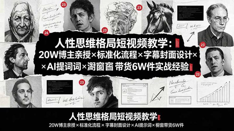 （19538期）人性思维格局短视频教学：20W博主亲授×标准化流程×字幕封面设计×AI提示词×橱窗带货6W件实战经验_生财有道创业项目网-生财有道