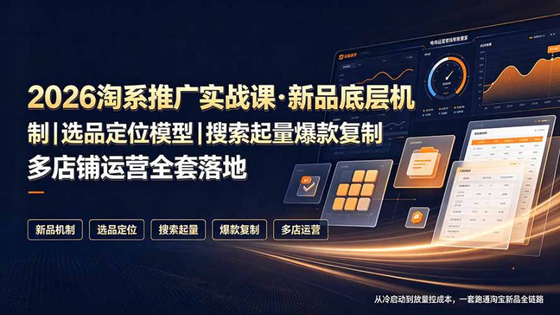 (19272期)2026淘系推广实战课·新品底层机制|选品定位模型|搜索起量爆款复制多店铺运营全套落地教程_生财有道创业项目网-生财有道