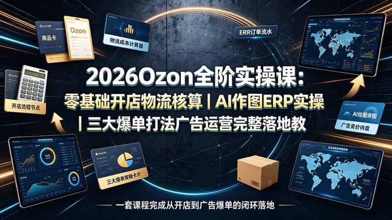 （19400期）2026Ozon全阶实操课：零基础开店物流核算｜AI作图ERP实操｜三大爆单打法广告运营完整落地教程_生财有道创业项目网-生财有道