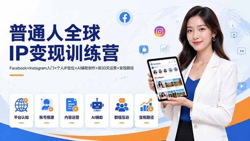 （19568期）普通人全球IP变现训练营：Facebook×Instagram入门×个人IP定位×AI辅助创作×前30天运营×变现路径_生财有道创业项目网-生财有道
