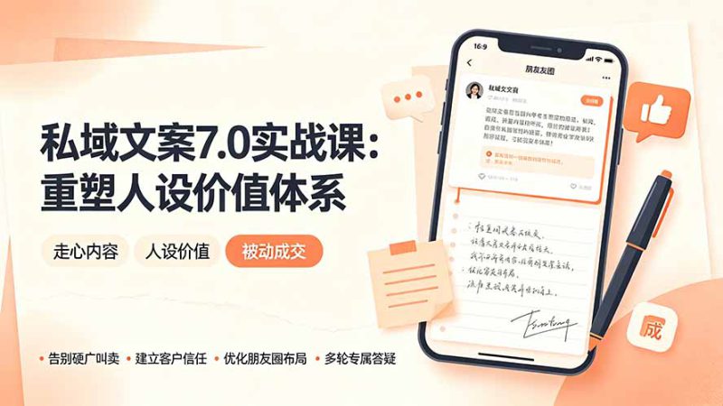 （19313期） 私域文案实战课7.0：重塑人设价值体系｜-告别硬广推销×走心内容×自我价值塑造，实现被动成交_生财有道创业项目网-生财有道