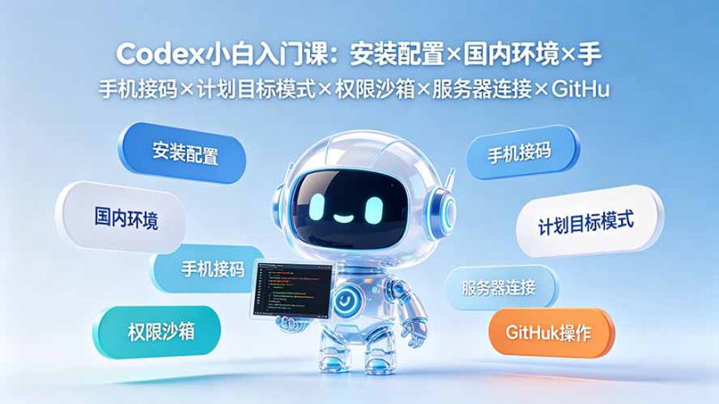 （19402期）Codex小白入门课：安装配置×国内环境×手机接码×计划目标模式×权限沙箱×服务器连接×GitHub操作_生财有道创业项目网-生财有道