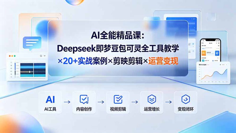（19278期）AI全能精品课：Deepseek即梦豆包可灵全工具教学×20+实战案例×剪映剪辑×运营变现_生财有道创业项目网-生财有道