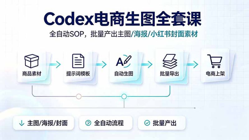 （19256期）Codex电商生图全套课｜全自动SOP，批量产出主图/海报/小红书封面素材_生财有道创业项目网-生财有道