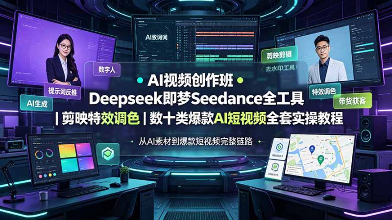 （19454期）AI视频创作班◆Deepseek即梦Seedance全工具｜剪映特效调色｜数十类爆款AI短视频全套实操教程_生财有道创业项目网-生财有道