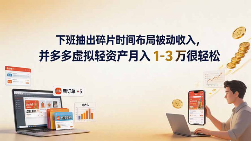 （19573期）下班抽出碎片时间布局被动收入，拼多多虚拟轻资产月入 1-3 万很轻松_生财有道创业项目网-生财有道
