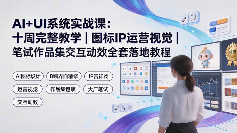 (19378期)AI+UI系统实战课:十周完整教学|图标IP运营视觉|笔试作品集交互动效全套落地教程_生财有道创业项目网-生财有道