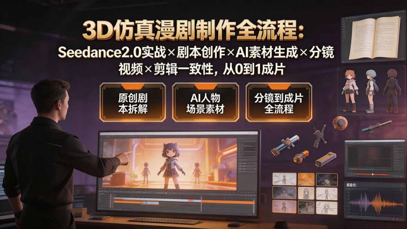 （19341期）3D仿真漫剧制作全流程：Seedance2.0实战×剧本创作×AI素材生成×分镜视频×剪辑一致性，从0到1成片_生财有道创业项目网-生财有道