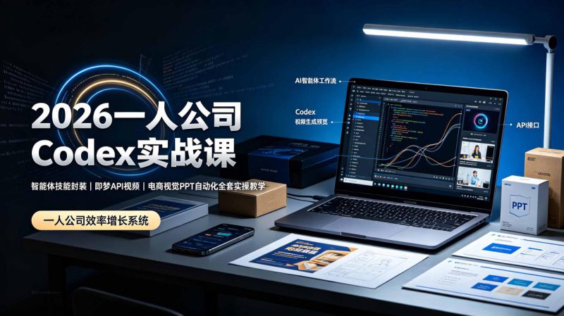 （19503期）2026一人公司Codex实战课◆智能体技能封装｜即梦API视频｜电商视觉PPT自动化全套实操教学_生财有道创业项目网-生财有道