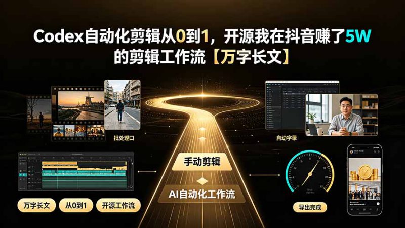 （19504期）Codex自动化剪辑从0到1，开源我在抖音赚了5W 的剪辑工作流【万字长文】_生财有道创业项目网-生财有道