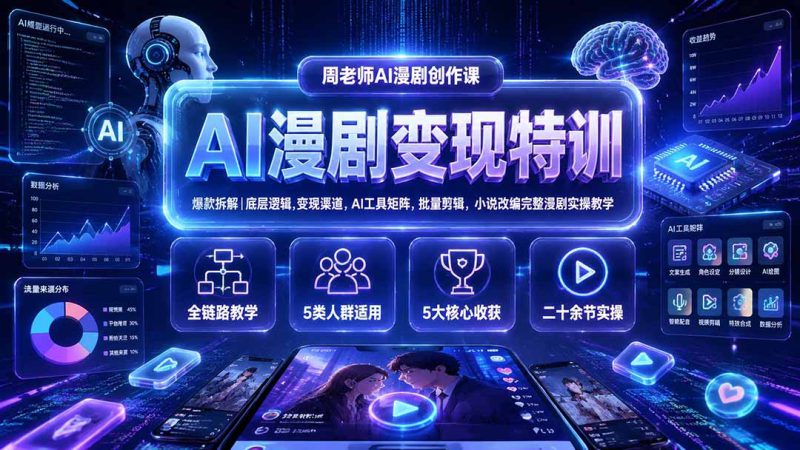 （19633期）AI漫剧变现特训★爆款拆解｜底层逻辑，变现渠道，AI工具矩阵，批量剪辑，小说改编完整漫剧实操教学_生财有道创业项目网-生财有道