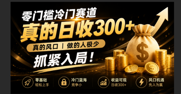 （19575期）零成本冷门赛道，真的日300+真风口，做得人极少！赶紧入局，超级简单！_生财有道创业项目网-生财有道