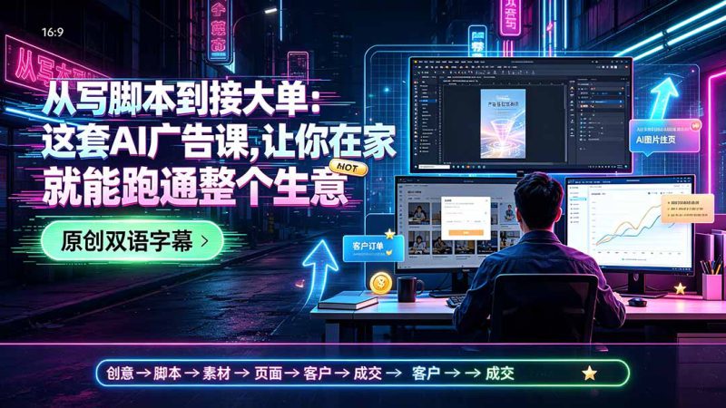 （19318期）从写脚本到接大单：这套AI广告课，让你在家就能跑通整个生意【原创双语字幕】_生财有道创业项目网-生财有道